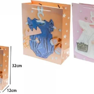 Set 2 Buste Busta Borsa Regalo Nascita Compleanno Bimba 32x26x12cm 69974 2modell