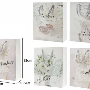 Set 3 Buste Busta Regalo 26x32x10.5cm Scritta Wedding Per Nozze Matrimonio 67743