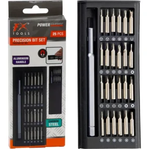 Set cacciavite 24--1 scatola PP con manico alluminio e 24 punte acciaio. Include punte PH, Torx, esagonali, Y e U. Peso to...