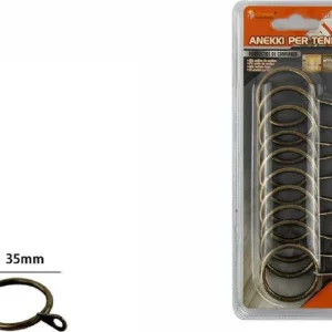 Set 10 Pezzi Anelli Metallo Per Asta Tende Tenda 35 Mm Bronzo 66414