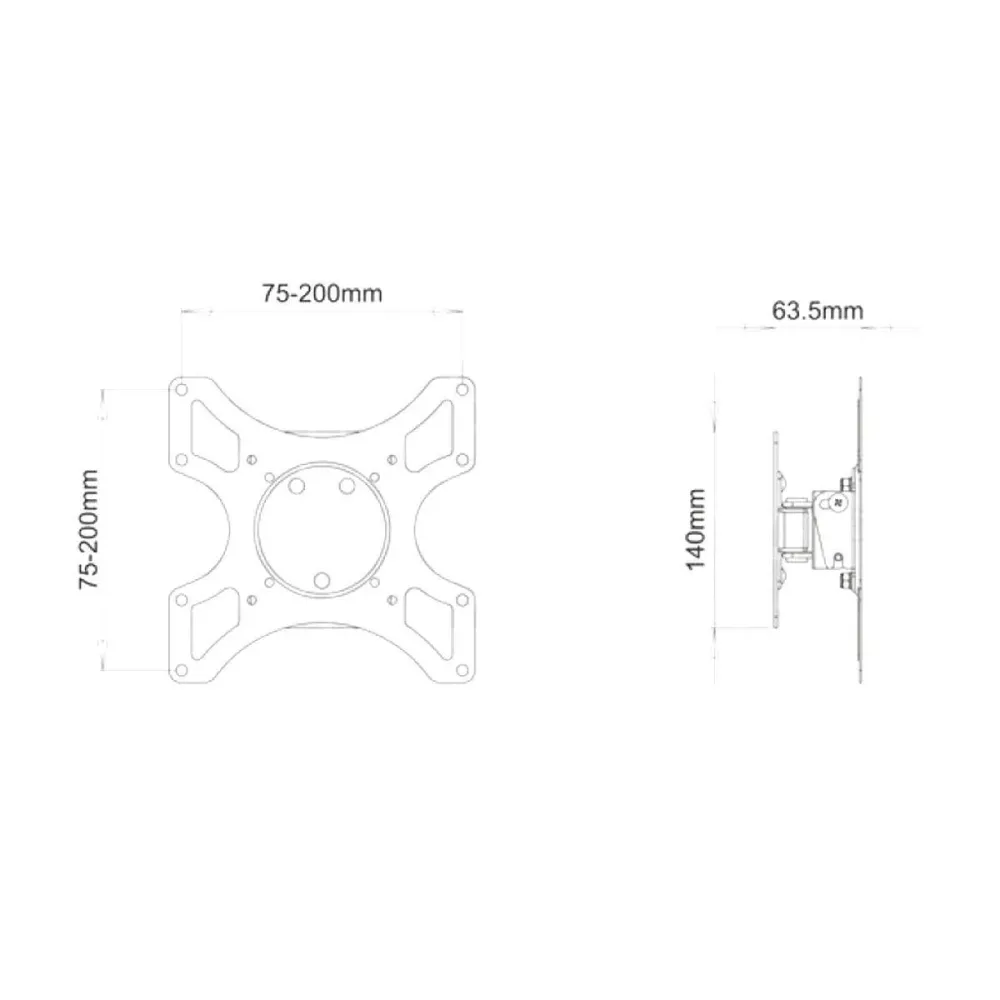 Supporto tv slim da muro orientabile 19 - 37 pollici acciaio vesa 200, portata 25kg