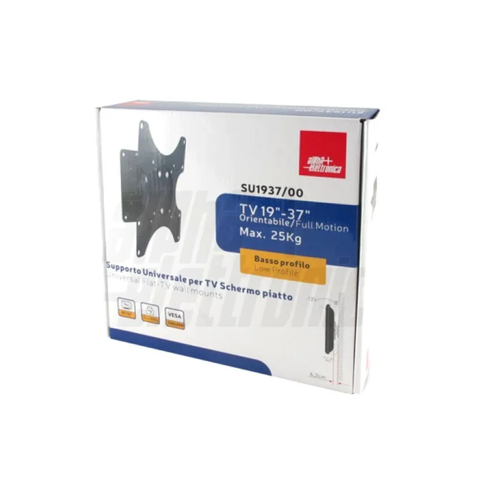 Supporto tv slim da muro orientabile 19 - 37 pollici acciaio vesa 200, portata 25kg