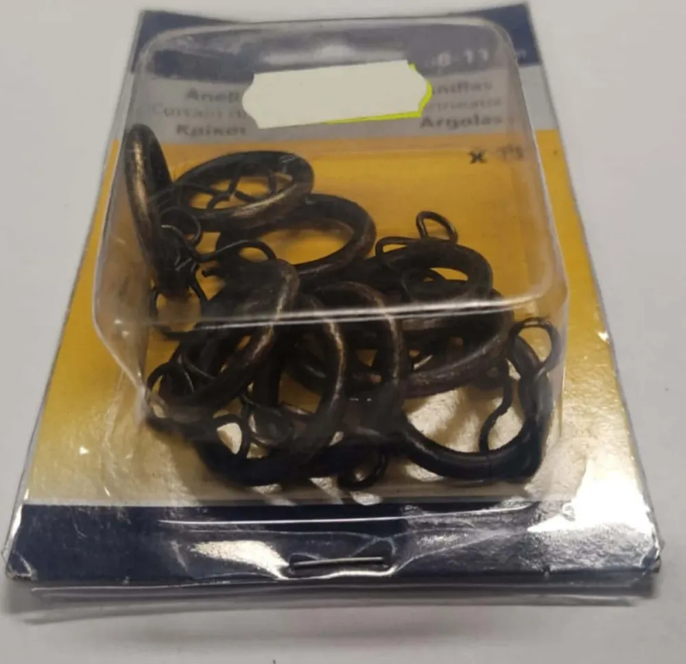 SWISH - 10 PEZZI - ANELLI CON GANCIO PER TENDE Ø8/11MM - COLORE NERO/ORO GRAFFIATO