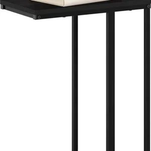 Tavolino laterale da divano metallo con piano legno h 58 cm