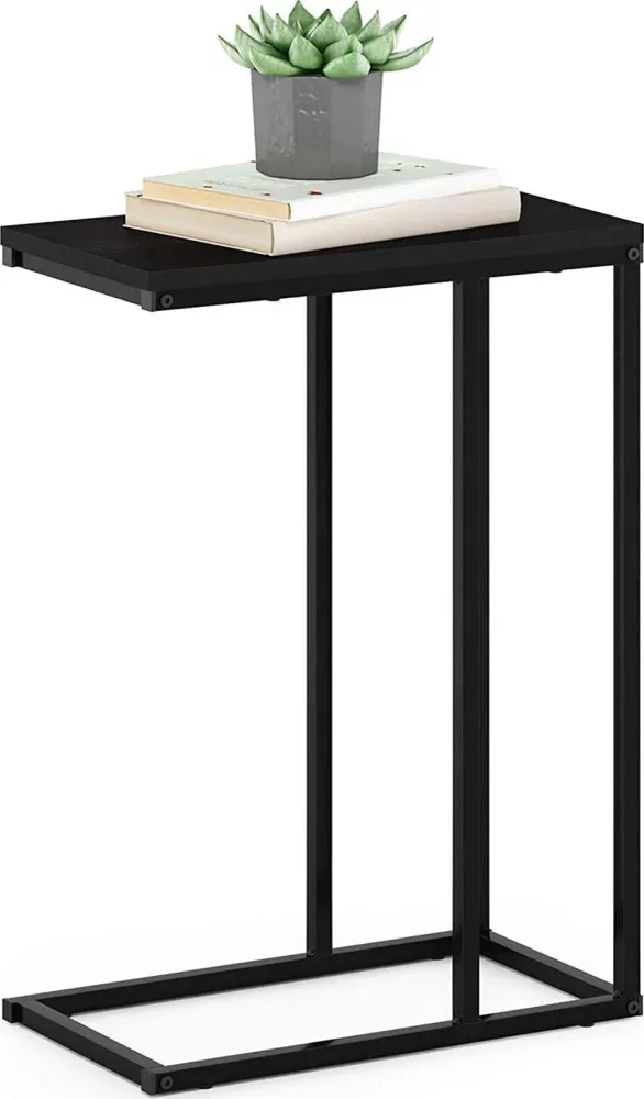 Tavolino laterale da divano metallo con piano legno h 58 cm