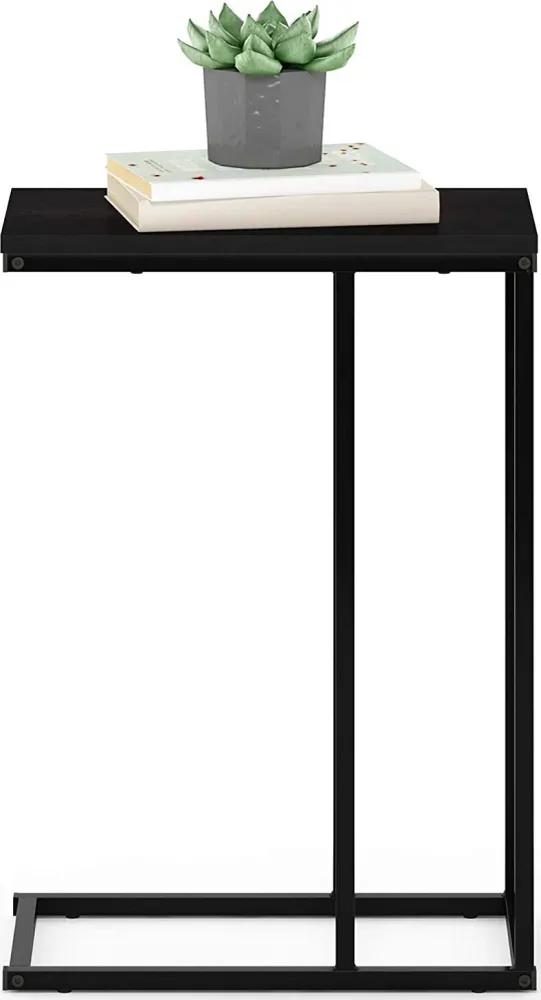 Tavolino laterale da divano metallo con piano legno h 58 cm