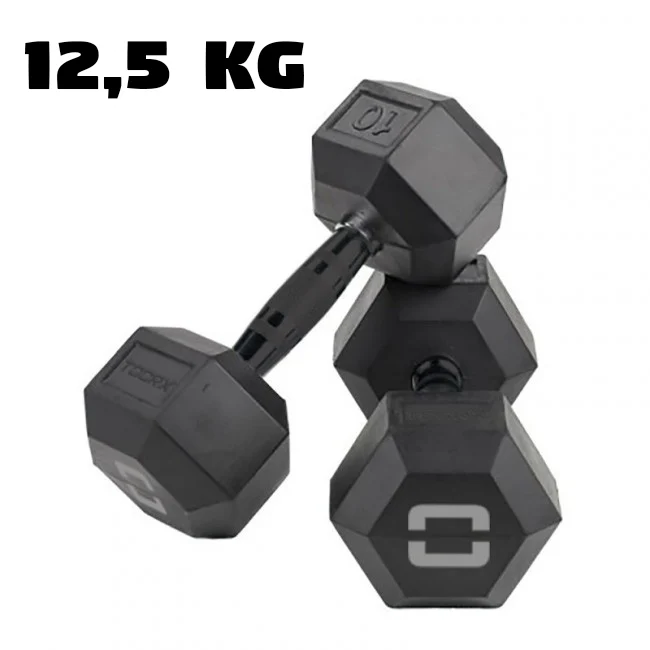 Toorx manubrio esagonale gommato nero 12,5 kg - AMEG-12,5