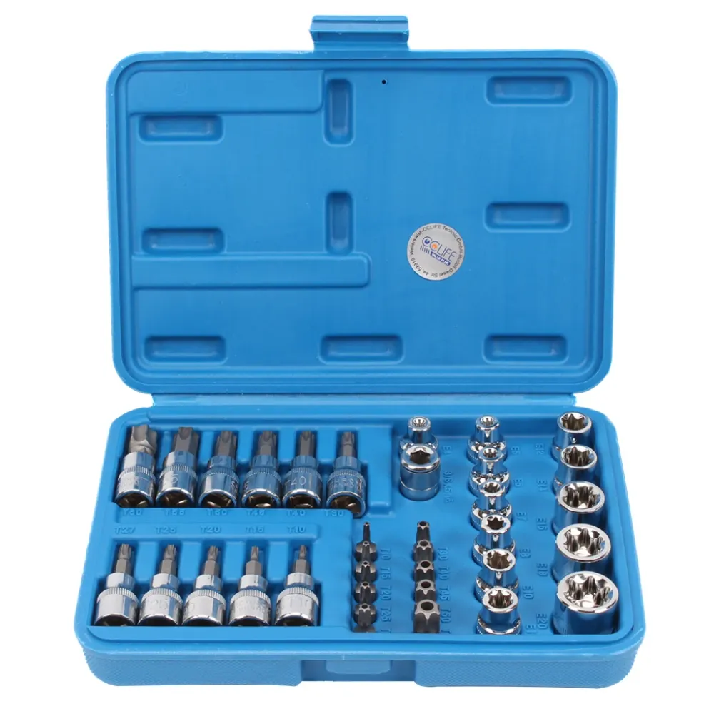 T-Star Torx Bit e set di utensili bussola CRV 5/16" 3/8" 34 pezzi