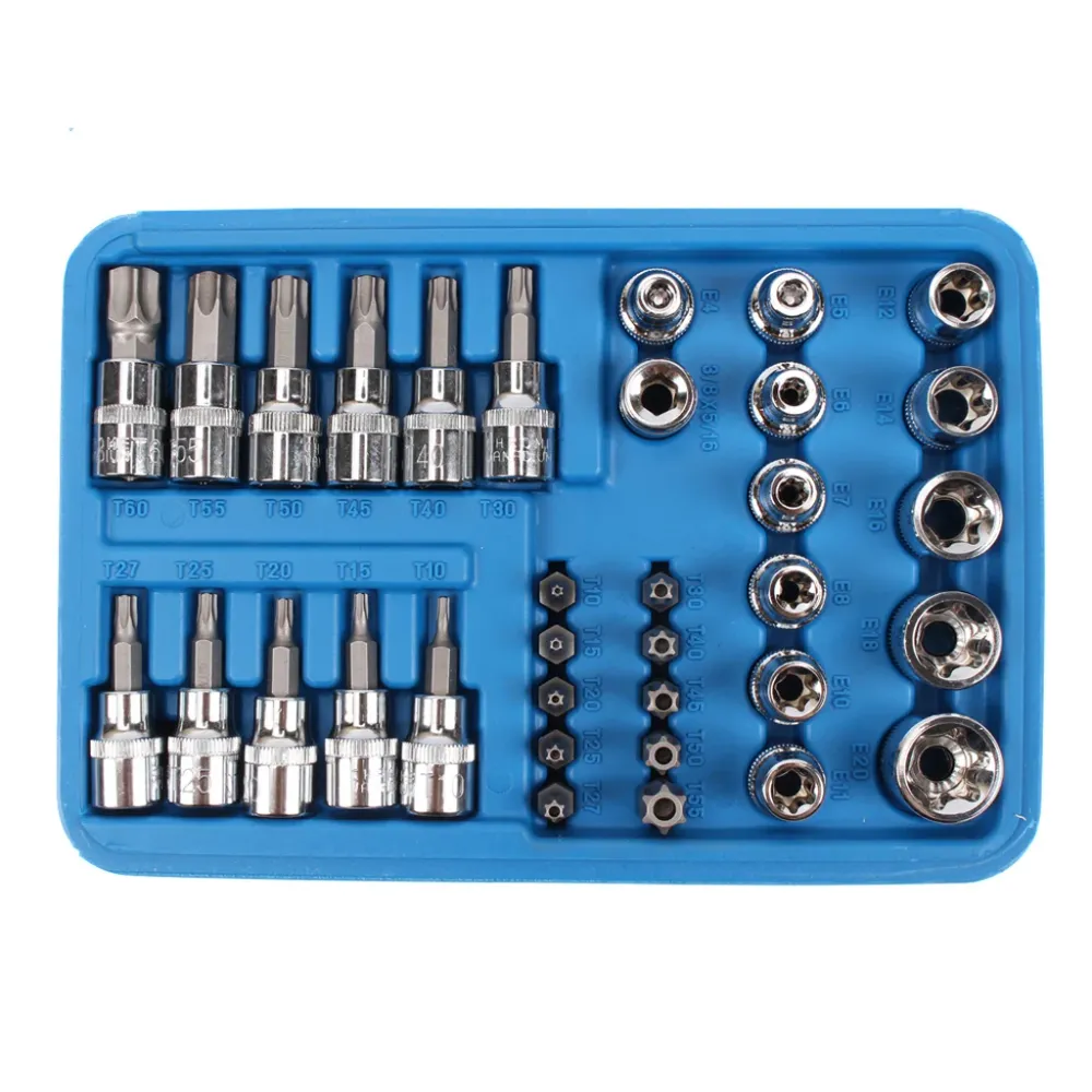 T-Star Torx Bit e set di utensili bussola CRV 5/16" 3/8" 34 pezzi