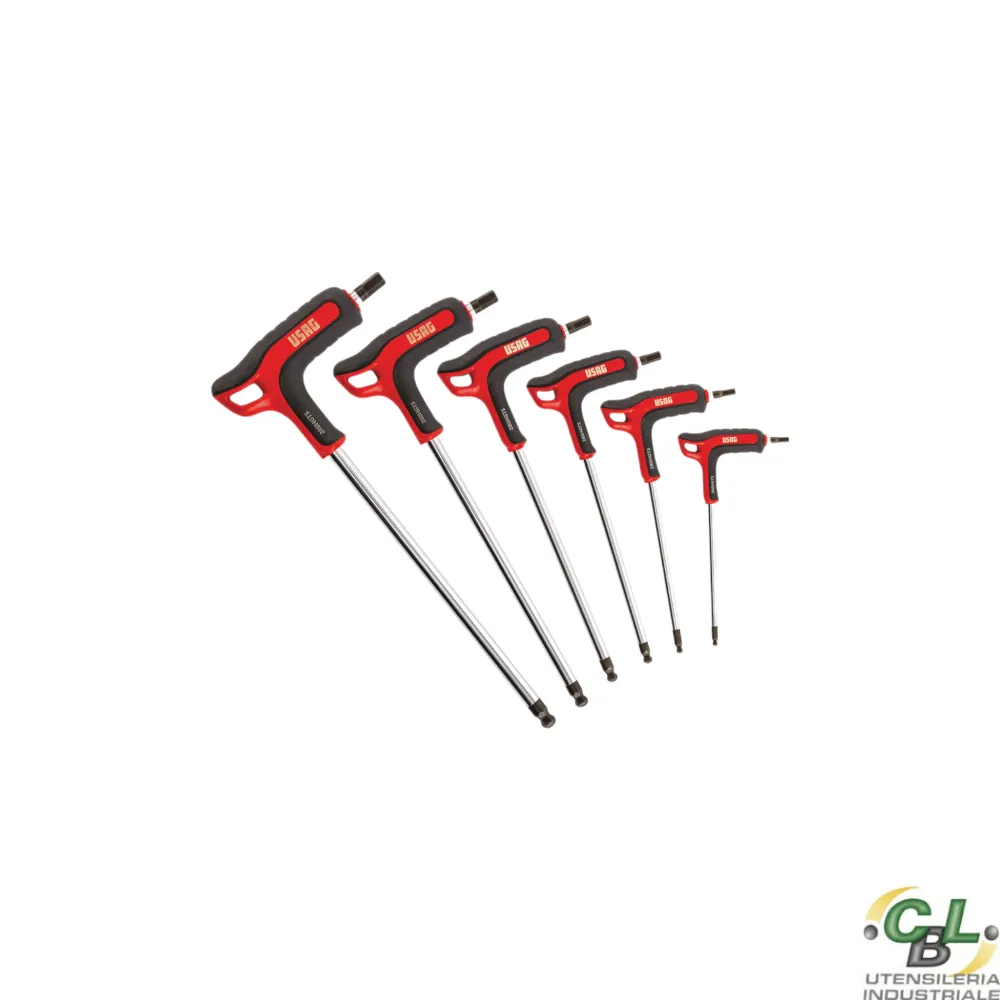 USAG SERIE DI 6 CHIAVI MASCHIO ESAGONALI TESTA SFERICA CON IMPUGNATURA BIMATERIALE 280 HGTS/SE6