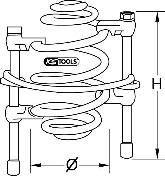 Compressore per molle KS Tools con staffa di sicurezza 240 mm 670.0021